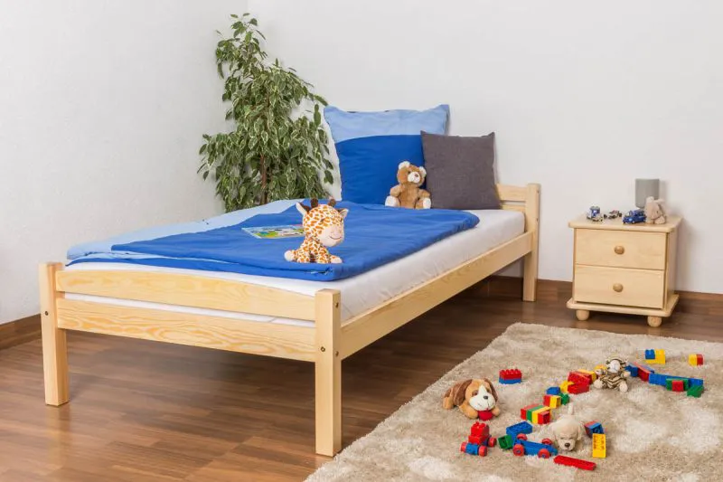 Kinderbett / Jugendbett Kiefer massiv Vollholz natur 99, inkl. Lattenrost - Abmessung 90 x 200 cm