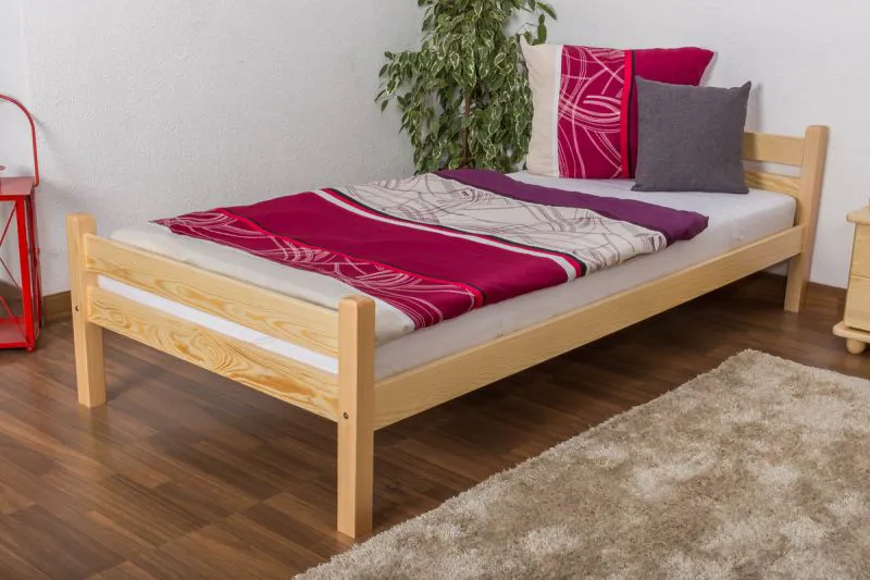 Einzelbett / Gästebett Kiefer massiv Vollholz natur 97, inkl. Lattenrost - Abmessung 90 x 200 cm