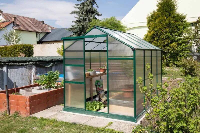 Gewächshaus Safran 01, Abmessungen: 125 x 184 x 203 cm (L x B x H), Farbe: Grün