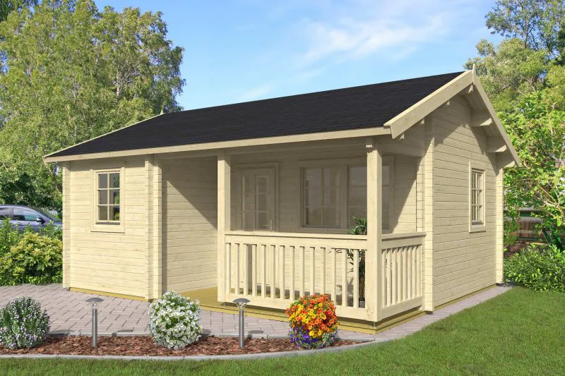 Gartenhaus Madrisa 01 inkl. Fußboden - 70 mm Blockbohlenhaus, Grundfläche: 27,6 m², Satteldach