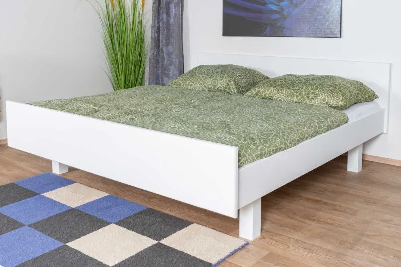 Jugendbett Buche Vollholz 116, in Weiß, inkl. Lattenrost, Matratzenmaße 180 x 200 cm, modernes Design, einfache und schnelle Montage