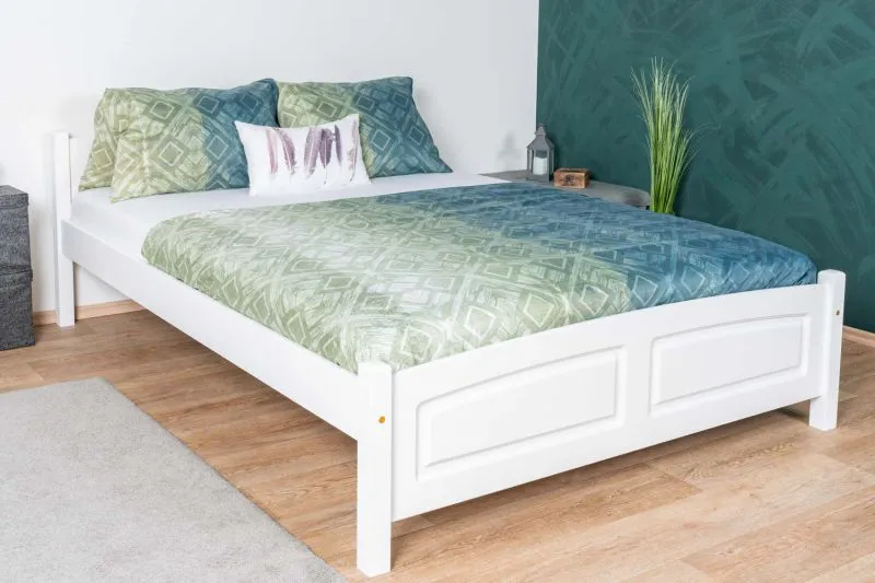 Weißes Jugendbett Buche Massivholz 117, inkl. Lattenrost, Matratzenmaße 160 x 200 cm, modernes Design, stabil und langlebig