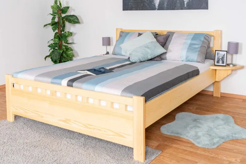 Jugendbett Kiefer massiv Vollholz natur 67, inkl. Lattenrost - Abmessung 160 x 200 cm