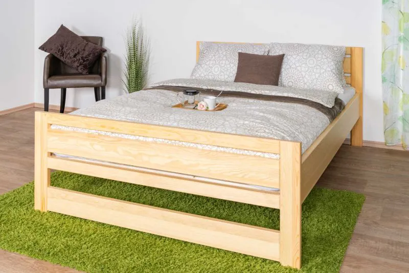 Kinderbett / Jugendbett Kiefer massiv Vollholz natur 71, inkl. Lattenrost - Abmessung 140 x 200 cm