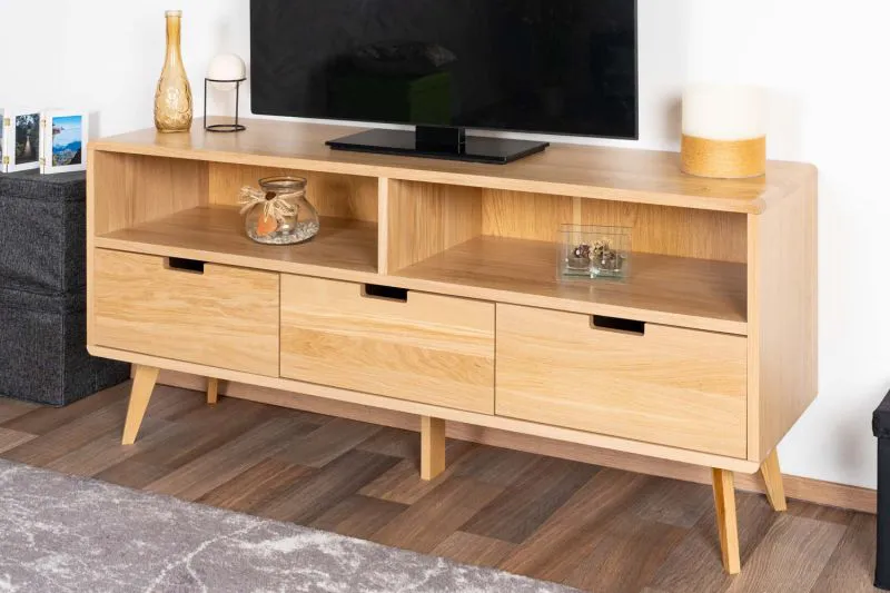 TV-Unterschrank Eiche massiv natur Aurornis 58 - Abmessungen: 64 x 142 x 40 cm (H x B x T)