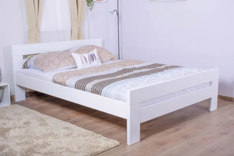 Doppelbett "Easy Premium Line" K6 in Überlänge, 160 x 220 cm Buche Vollholz massiv weiß lackiert