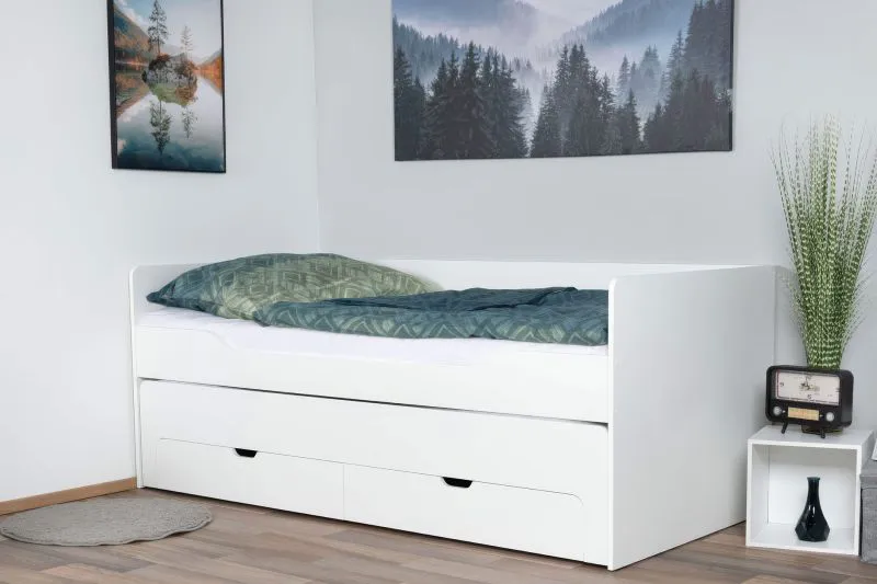 Einzelbett /Funktionsbett Metsovo inkl. 2.Liegeplatz, Farbe: Weiß - Liegefläche: 90 x 190 cm (B x L)