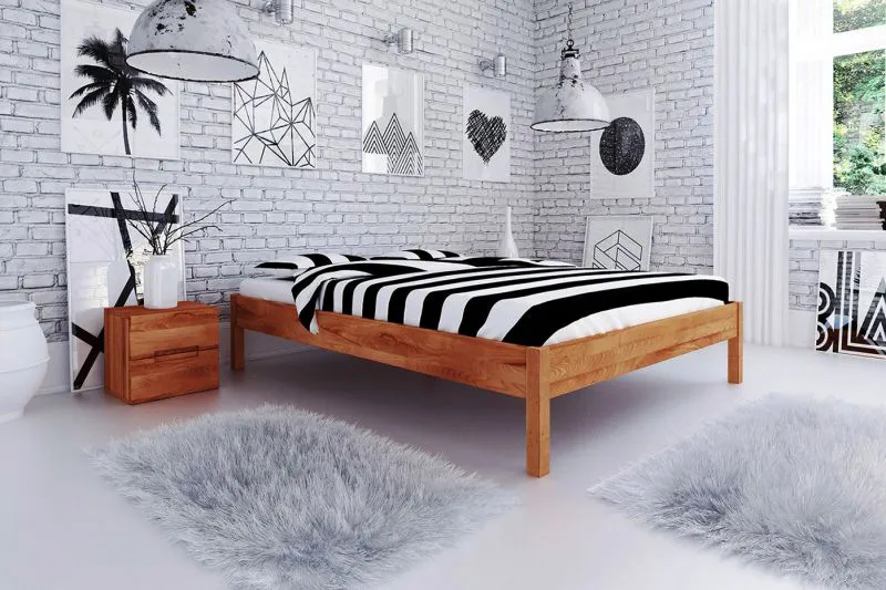 Buche-Bett massiv | 140 x 200 cm | Kernbuche | Geölt | Natur Abbildung