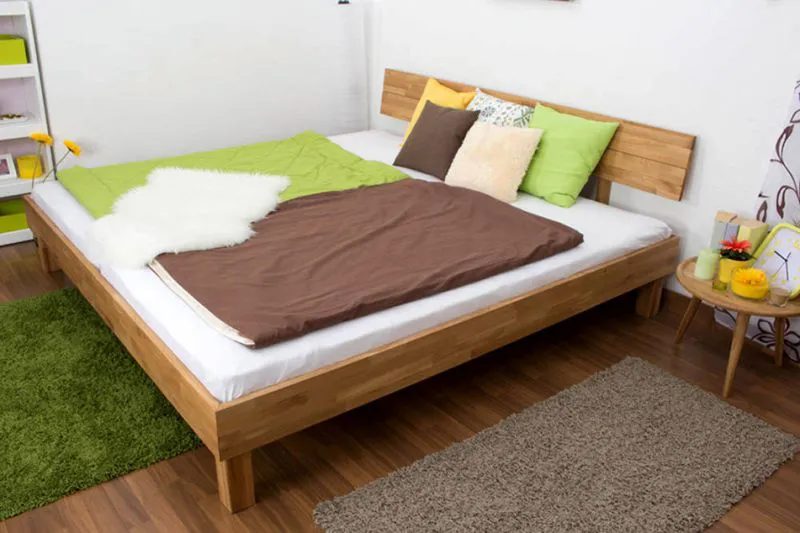 Eiche Massivholzbett 200 x 200 cm geölt Abbildung