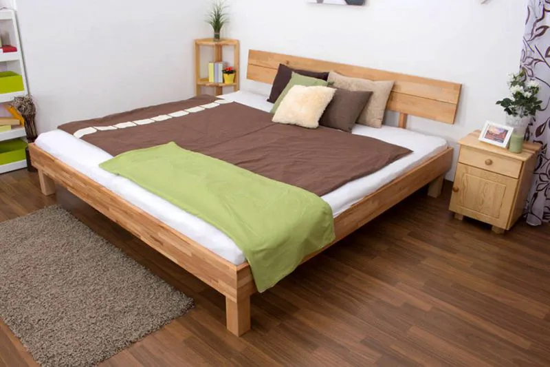 Bett Kernbuche massiv 200 x 200 cm geölt Abbildung