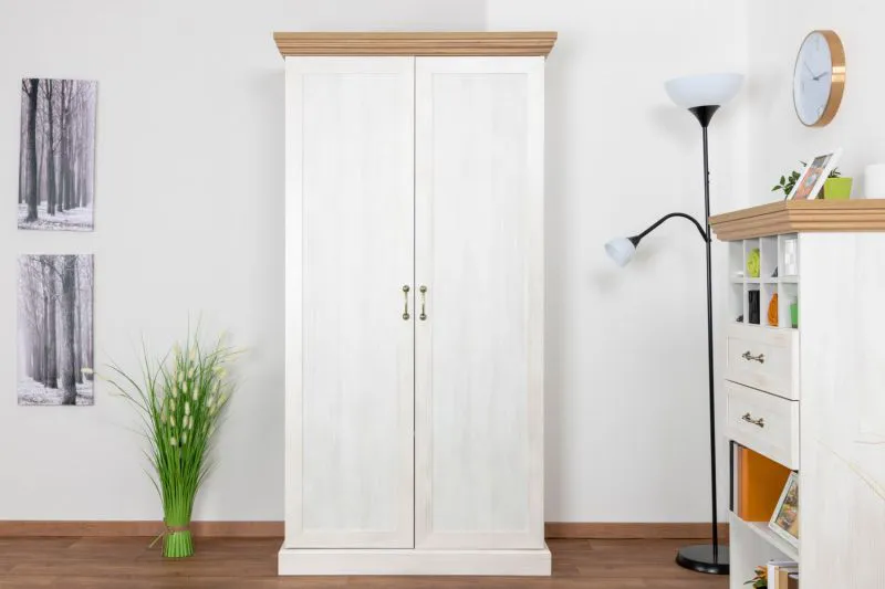 97 cm breiter Kleiderschrank mit 2 Türen | Farbe: Weiß Abbildung