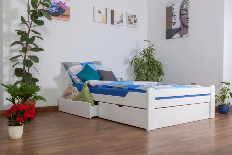 Weißes Buche Holzbett 140 x 200 cm Weiß Abbildung