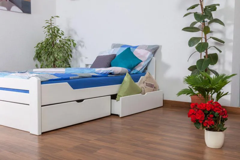 Buche Bett 140 x 200 cm Weiß Abbildung