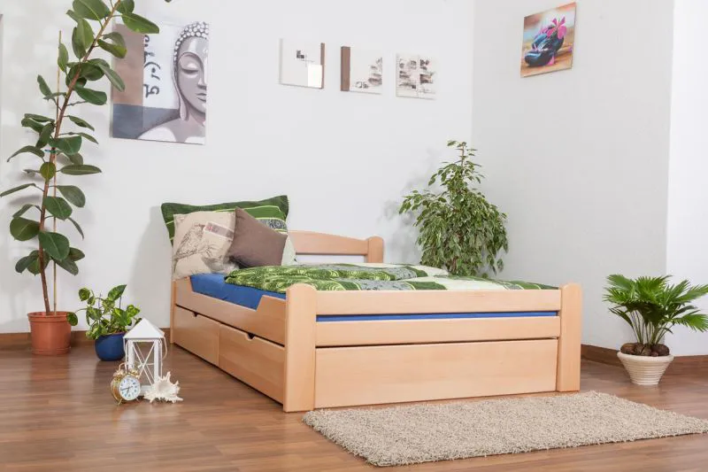 Bett 140 x 200 cm Buche massiv Natur Abbildung