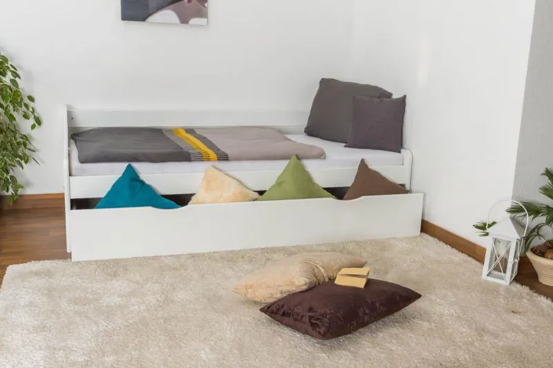 Bett Kiefer 90 x 200 cm Weiß Abbildung