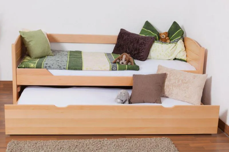 Bett mit Schubladen Buche 90 x 200 cm Natur Abbildung