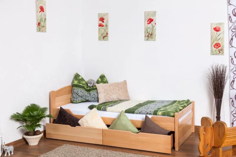 Stauraumbett Buche 90 x 200 cm Natur Abbildung