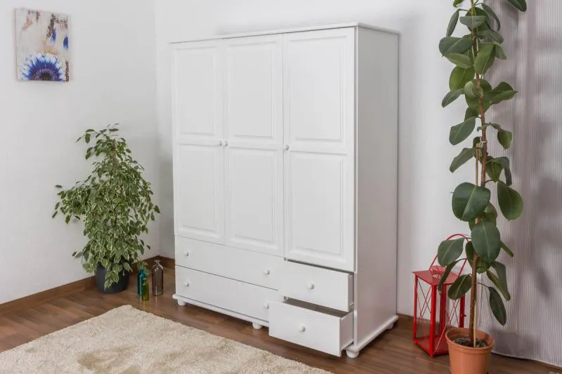 Massivholz-Kleiderschrank Weiß 195x155x59 cm Abbildung