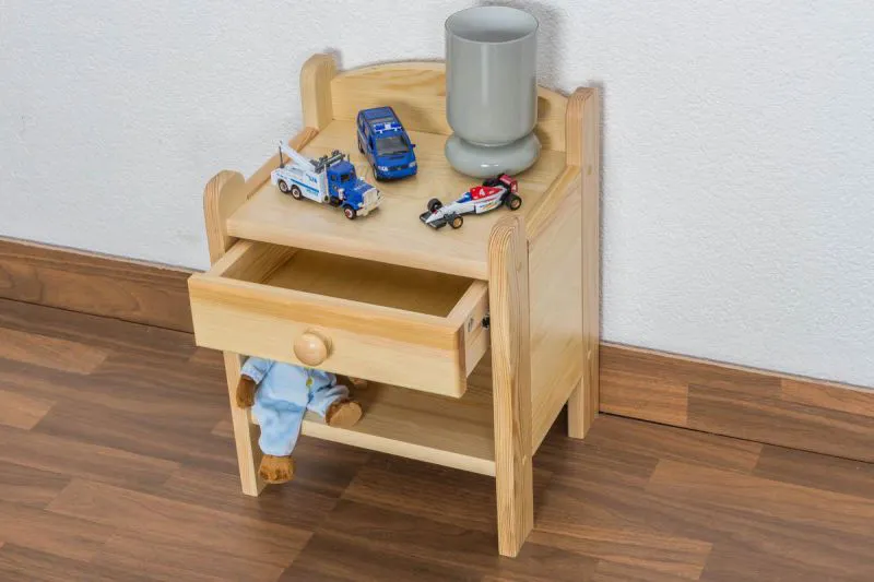 Nachtkommode Natur 45x34x29 (HxBxT) Kiefer massiv, 1 Schublade(n) Abbildung