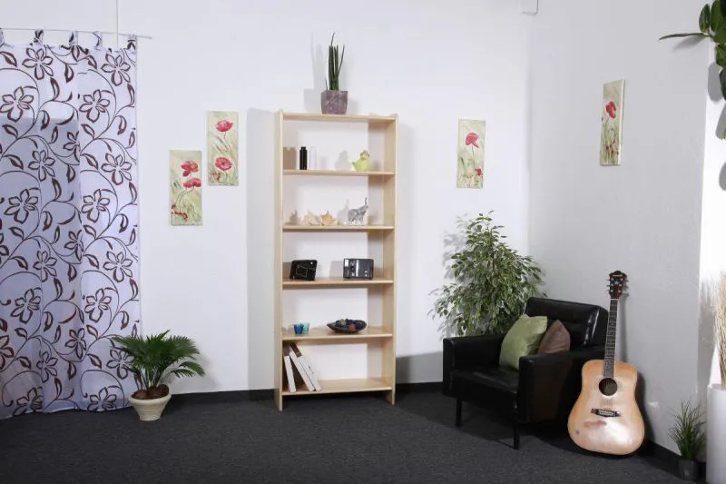 Bücherregal - 70 cm breit, Kiefer Holz-Massiv, Farbe: Natur Abbildung