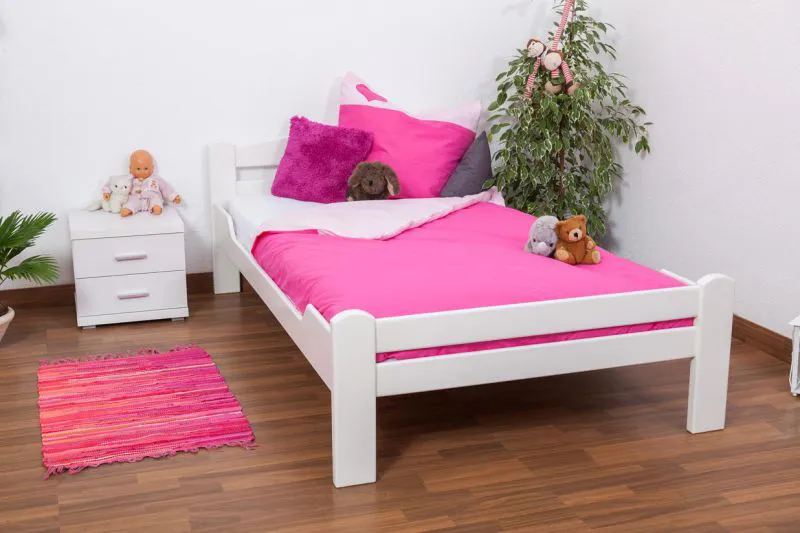 Bett 120 x 200 cm Buche massiv Weiß Abbildung