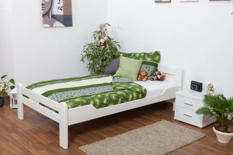 Buche Bett 120 x 200 cm Weiß Abbildung
