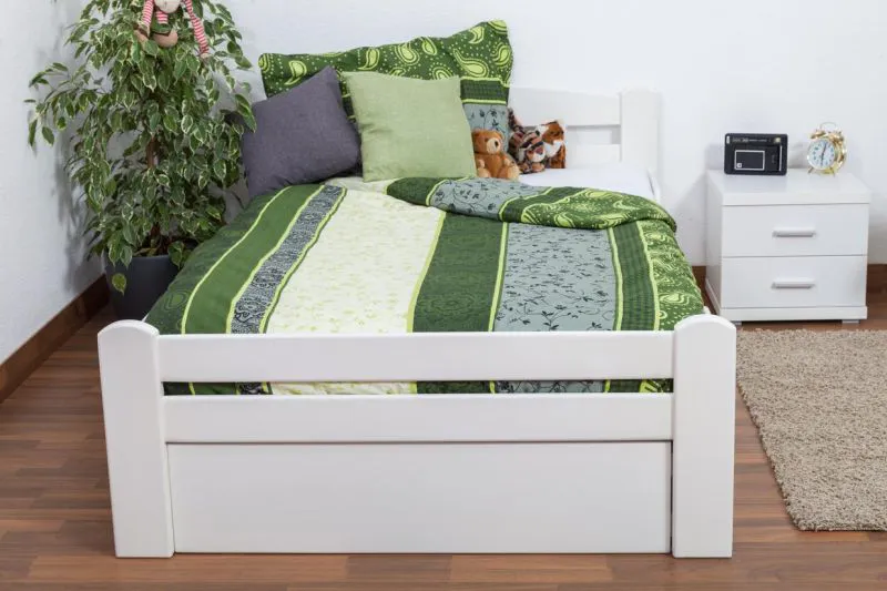 Bett Buche massiv 120 x 200 cm Weiß Abbildung