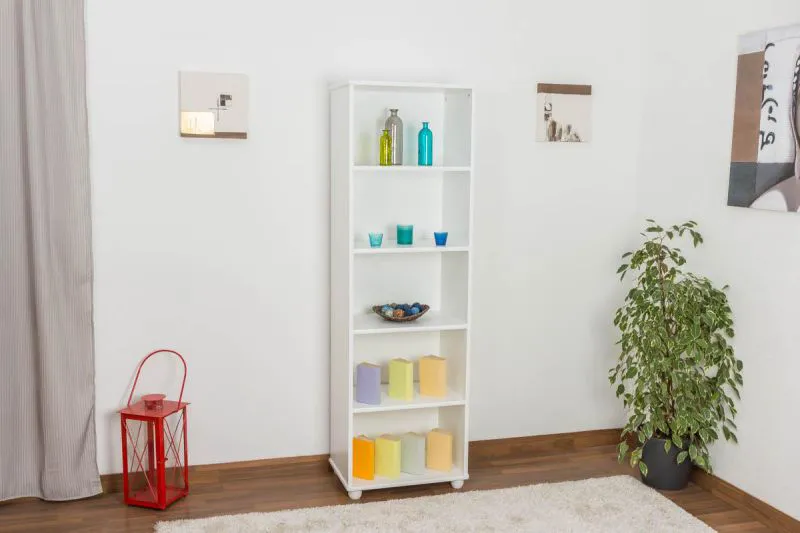 Standregal, 60 cm breit, Kiefer Holz-Massiv, Farbe: Weiß Abbildung