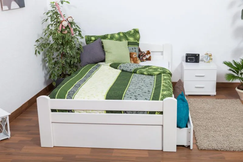 Buche Bett 120 x 200 cm Weiß Abbildung