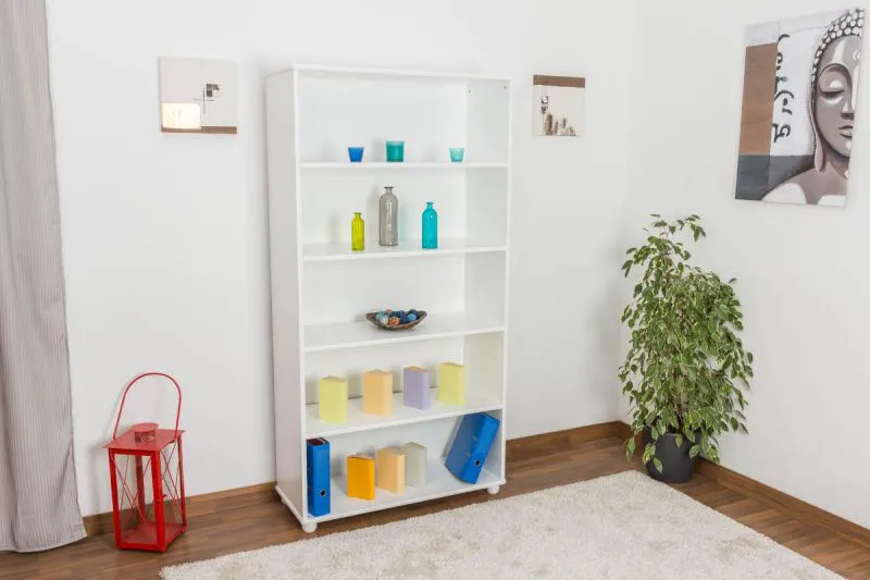 Standregal, 100 cm breit, Kiefer Holz-Massiv, Farbe: Weiß Abbildung