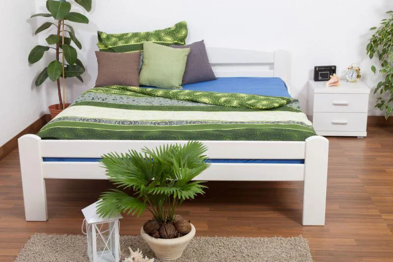 Bett Buche massiv 180 x 200 cm Weiß Abbildung