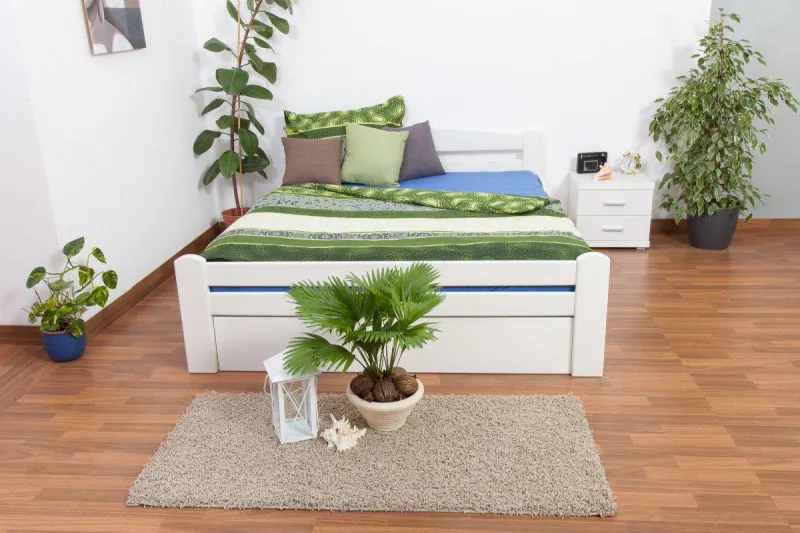 Buche Schubladenbett 180 x 200 cm Weiß Abbildung