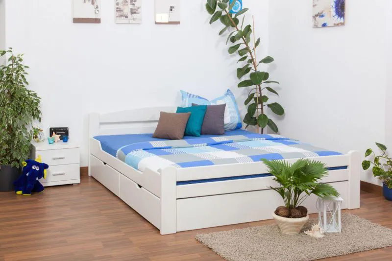 Stauraumbett Buche 180 x 200 cm Weiß Abbildung