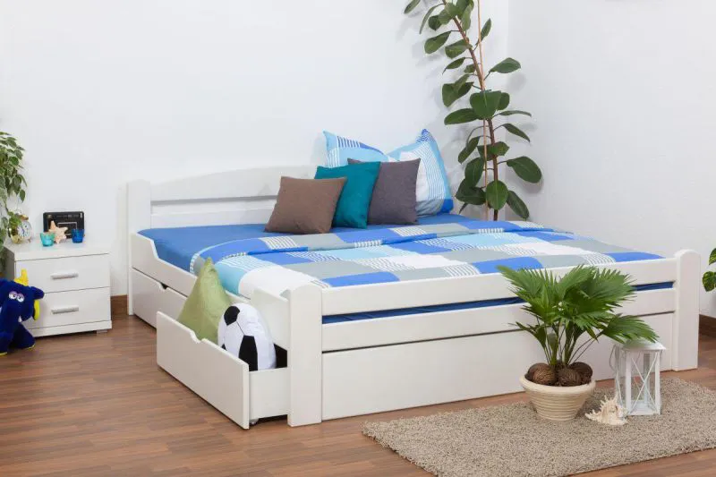 Buche Holzbett 180 x 200 cm Weiß Abbildung