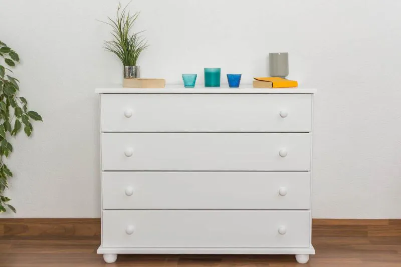 Sideboard mit 4 Schubladen, Farbe: Weiß, Breite: 100 cm - Küchenschrank, Anrichte, Sideboard Abbildung