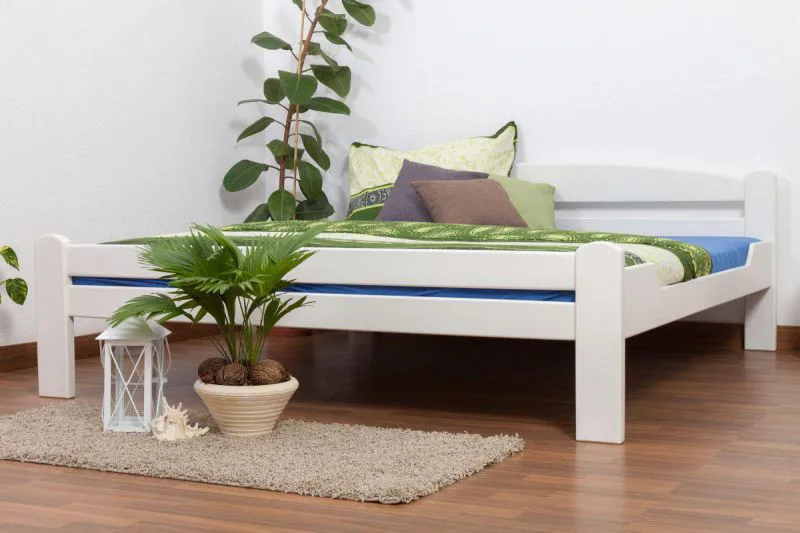 Holzbett 180 x 200 cm Buche massiv Weiß Abbildung