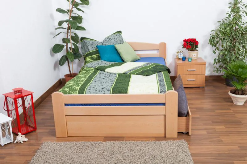 Bett Buche massiv 120 x 200 cm Natur Abbildung