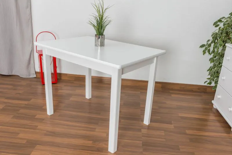 Holztisch Tisch 70x100 cm Kiefer massiv, Farbe: Weiß Abbildung