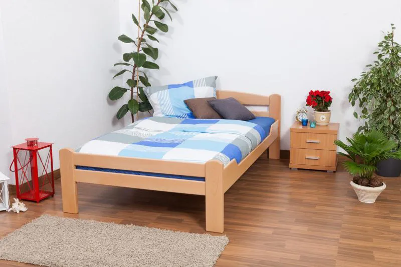 Holzbett 120 x 200 cm Buche massiv Natur mit Lattenrost Abbildung