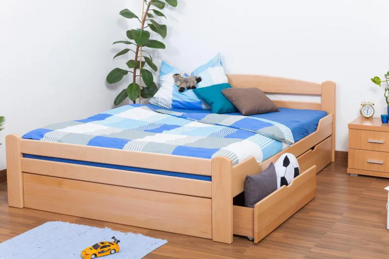 Buche Holzbett 160 x 200 cm Natur Abbildung