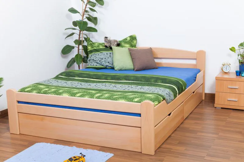 Bett mit Schubladen Buche 160 x 200 cm Natur Abbildung