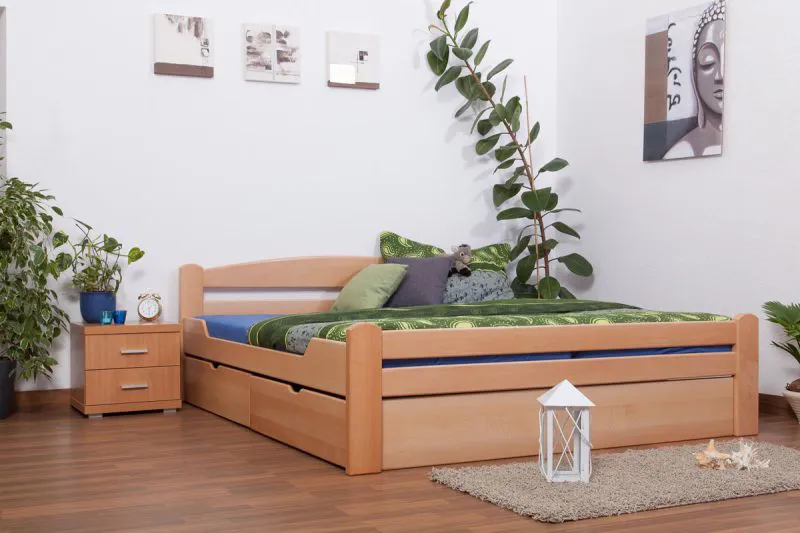 Stauraumbett Buche massiv 180 x 200 cm Natur Abbildung