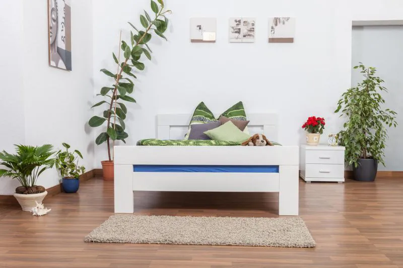 Holzbett Buche 140 x 200 cm Weiß Abbildung