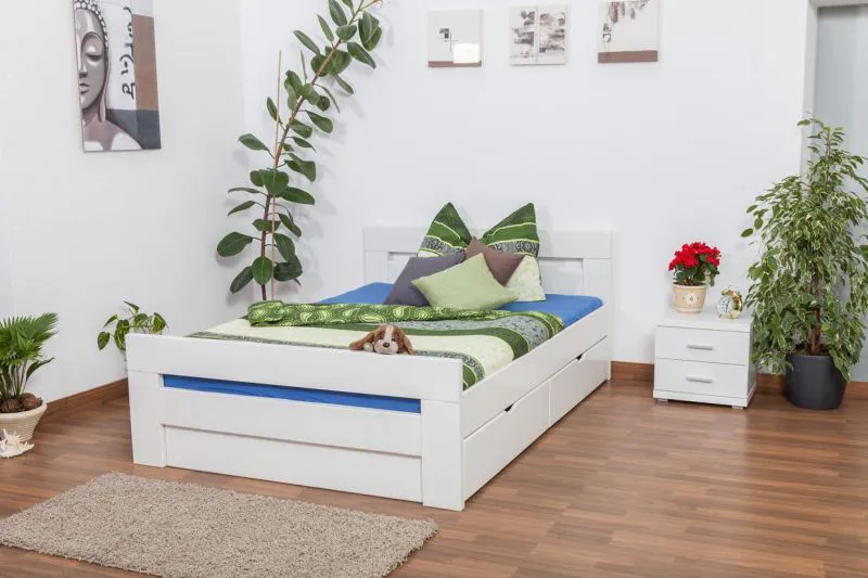 Holzbett 140 x 200 cm Buche massiv Weiß Abbildung