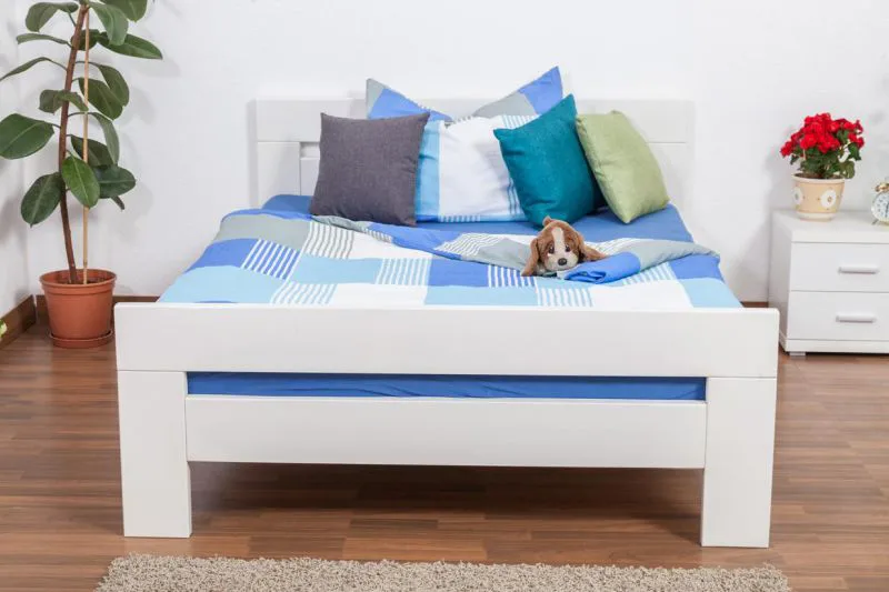 Bett 140 x 200 cm Buche massiv Weiß Abbildung
