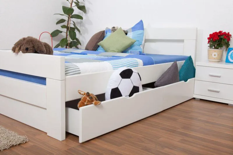 Bett Buche 160 x 200 cm Weiß Abbildung