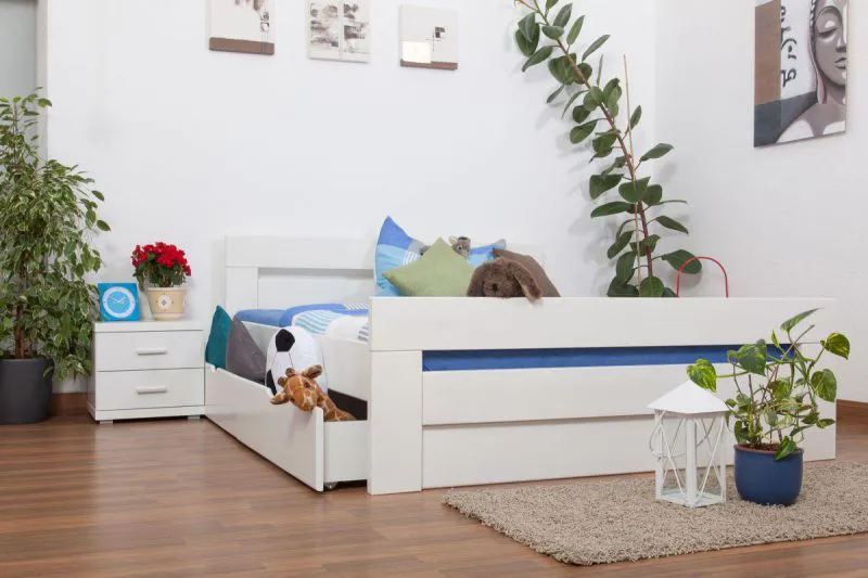 Weißes Buche Bett 160 x 200 cm Weiß massiv Abbildung