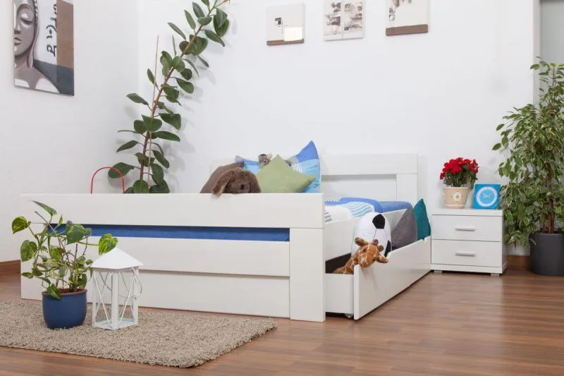 Holzbett 160 x 200 cm Buche massiv Weiß Abbildung