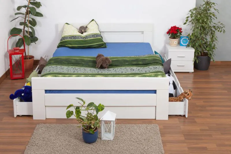 Bett 160 x 200 cm Buche massiv Weiß Abbildung