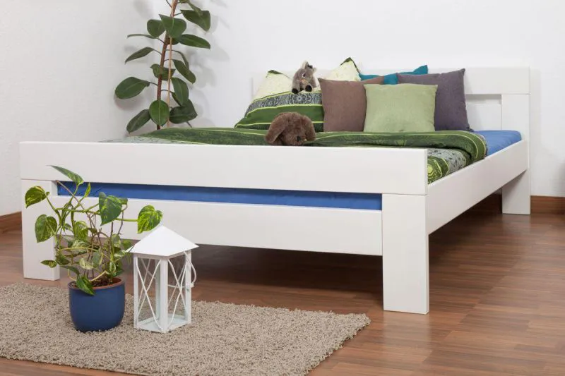 Bett Buche massiv 160 x 200 cm Weiß Abbildung
